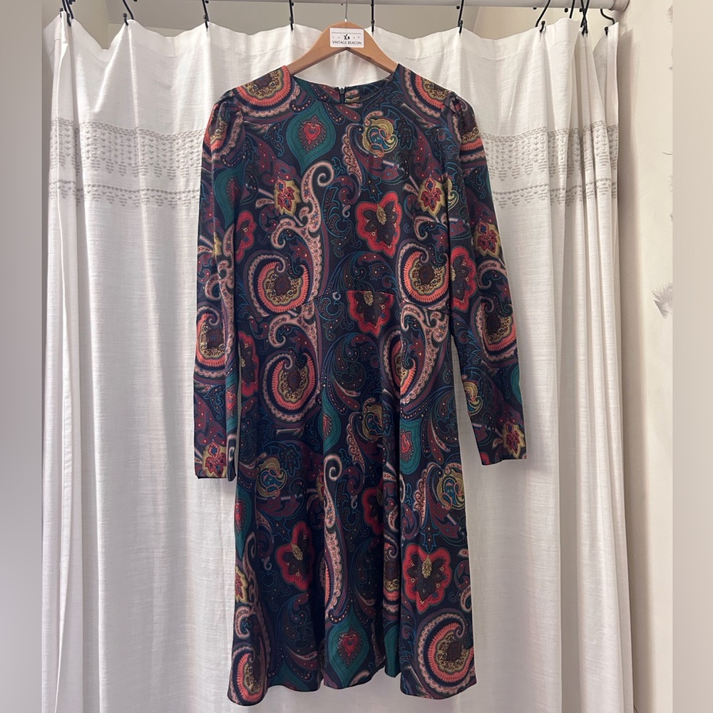 Etro Italy autumnal paisley puff sleeve dress *size medium
